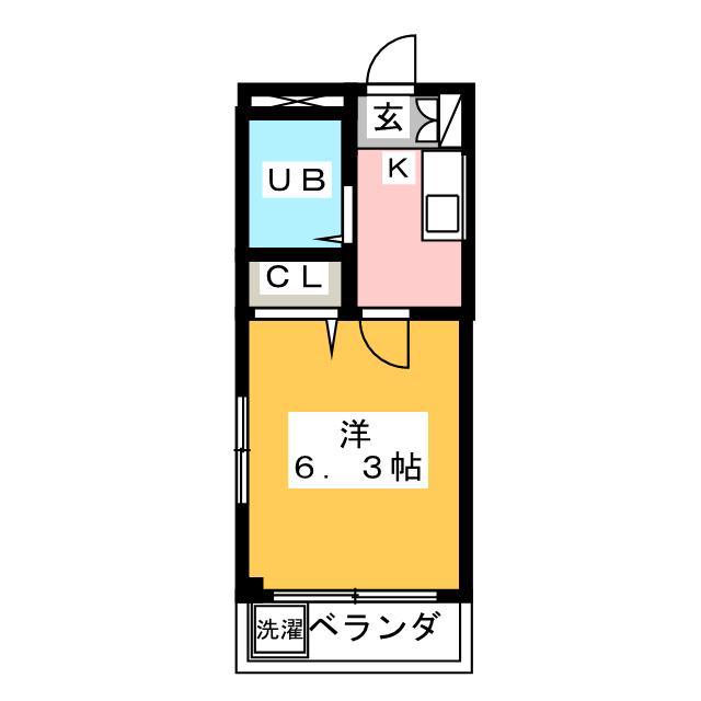 サンハイツ渡辺(1K/3階)の間取り写真