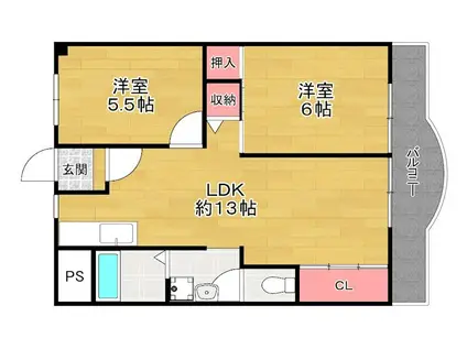 レジデンス松栄I(2LDK/6階)の間取り写真