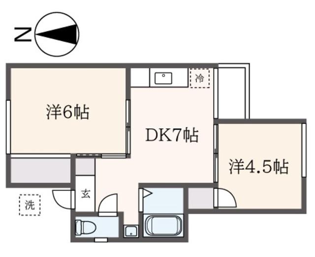 サンハイツ(2DK/2階)の間取り写真