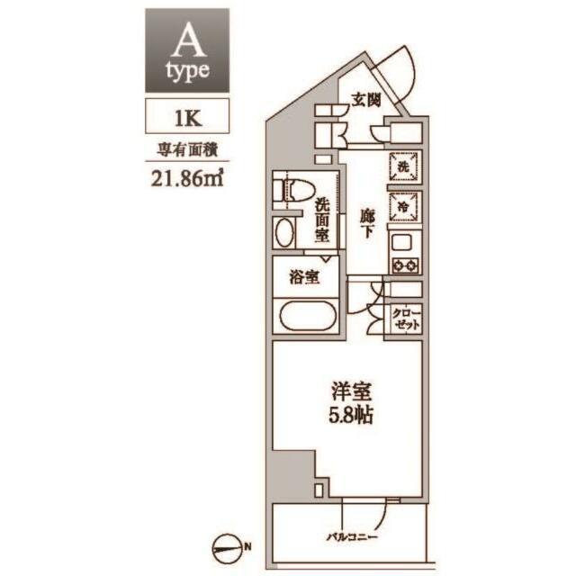 レジディア中延II(1K/9階)の間取り写真