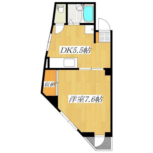 三浦ビル(1DK/4階)の間取り写真