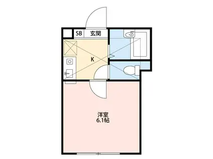 ミキハイツ淵野辺(1K/2階)の間取り写真