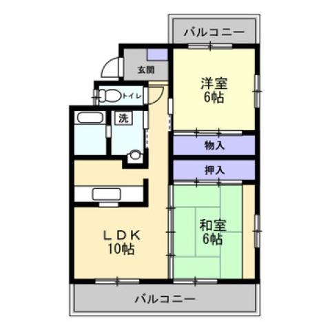 サイプレスJ(2LDK/1階)の間取り写真