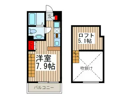 ルナソーレ(ワンルーム/2階)の間取り写真