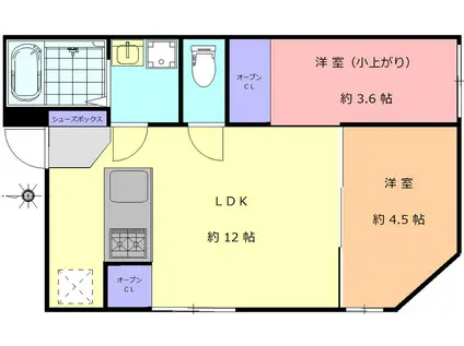 レコリード中野新橋(2LDK/3階)の間取り写真