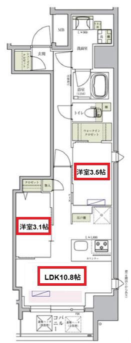 アーバネックス堺筋本町(2LDK/5階)の間取り写真