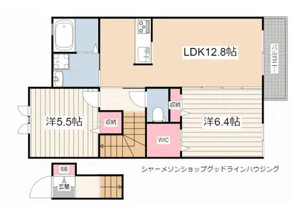 シャーメゾンヴェルジェ(2LDK/2階)の間取り写真