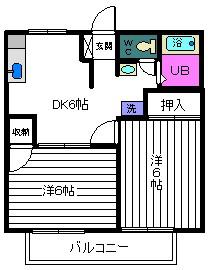 アウローラ小鹿(2DK/2階)の間取り写真