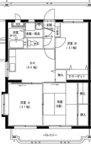 メゾンホープ・I(3DK/2階)の間取り写真