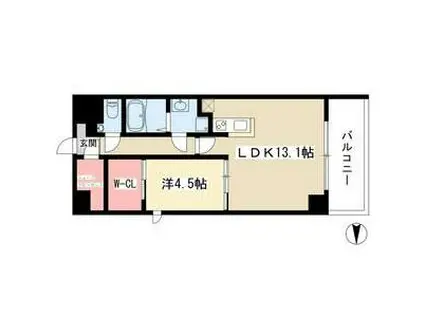 VIARE STORIA(1LDK/13階)の間取り写真