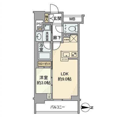 グローリオコンフォート東京菊川(1LDK/9階)の間取り写真