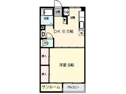 K.レジデンス(1DK/2階)の間取り写真