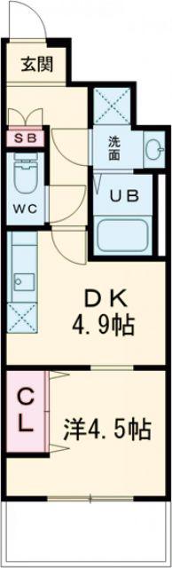 GARDENIA高井田(1DK/5階)の間取り写真