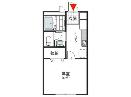 ウインデイア中山手 B(1K/2階)の間取り写真