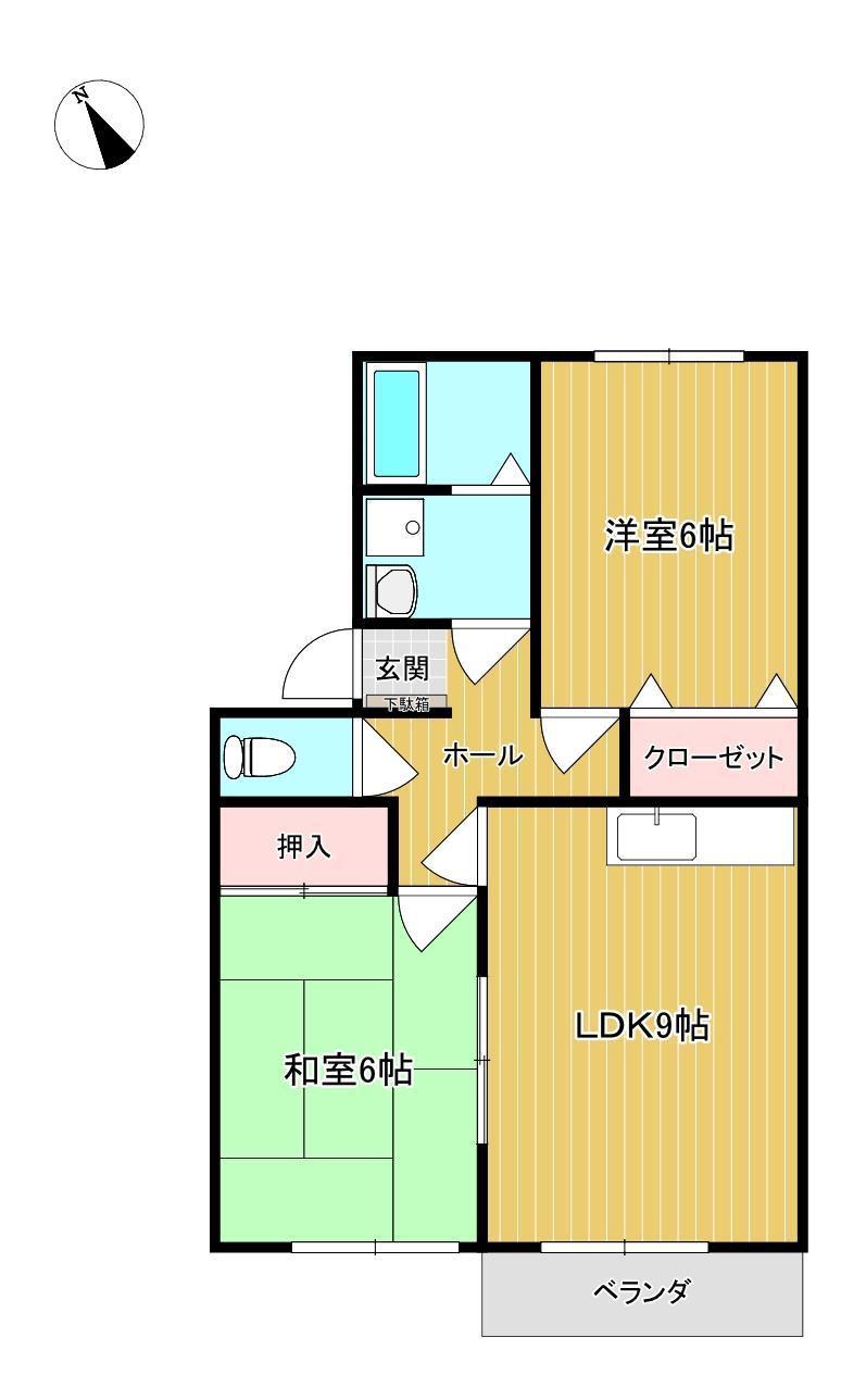 中津・サンフラワー(2LDK/2階)の間取り写真