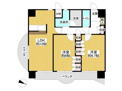 フラッツ原町(2LDK/3階)の間取り写真