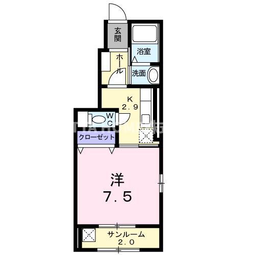 イーストI(1K/1階)の間取り写真