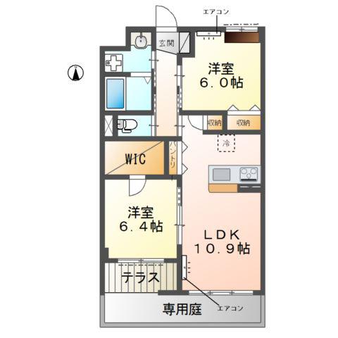 流山市駒木マンション(2LDK/1階)の間取り写真