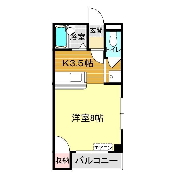 コルデソル伊倉(ワンルーム/2階)の間取り写真