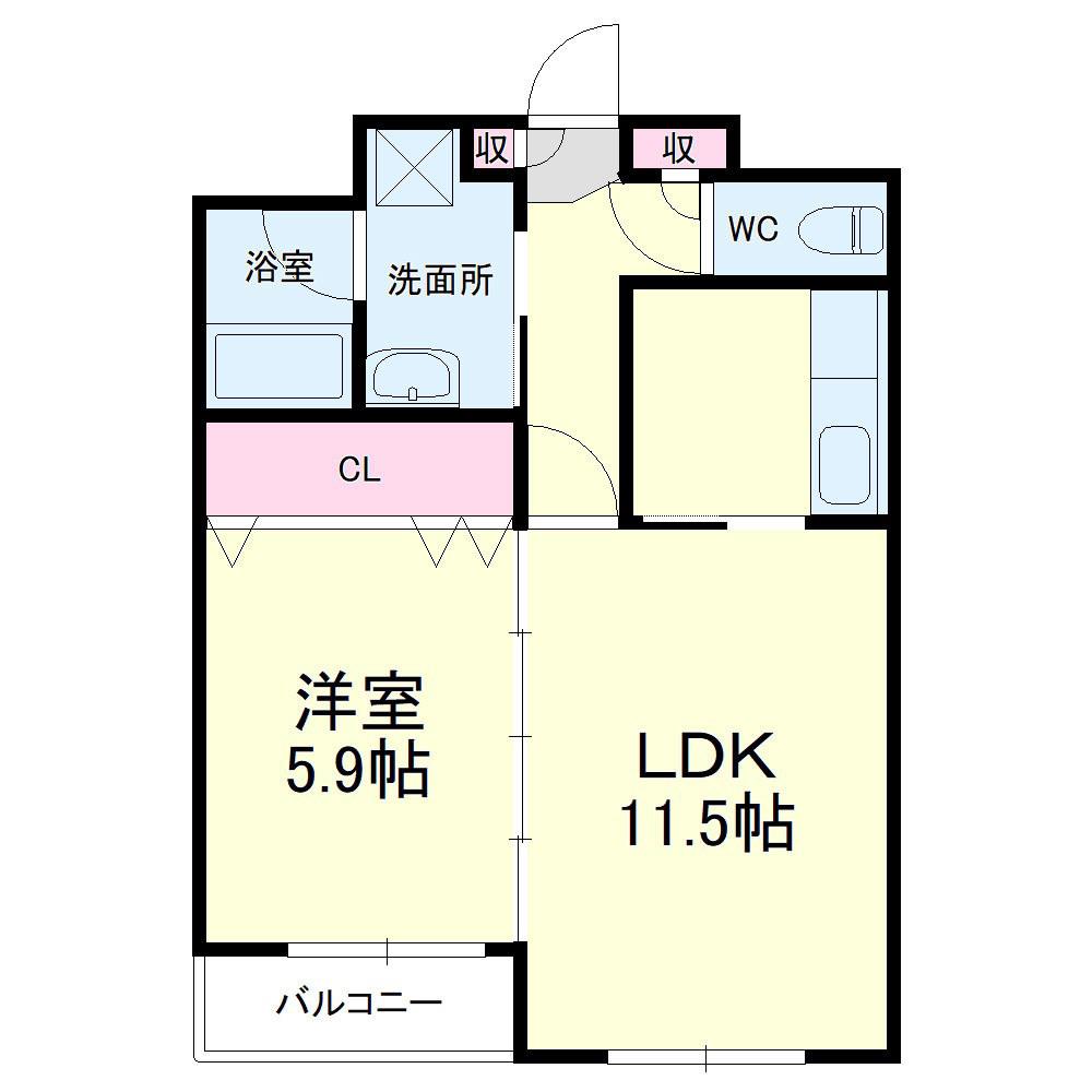 SAINT MARCELLINA(1LDK/1階)の間取り写真