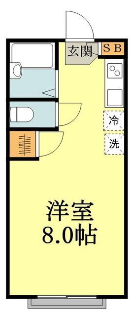 むさし野ハイツ(ワンルーム/1階)の間取り写真