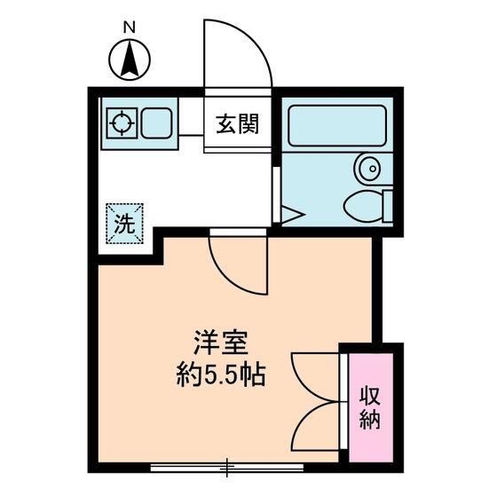 フラワーハウス(1K/1階)の間取り写真