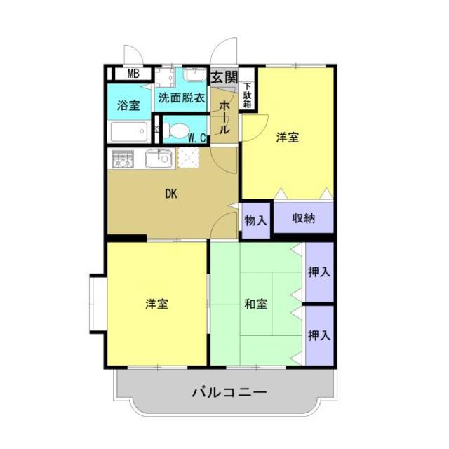 ルミエール豊岡(3DK/2階)の間取り写真