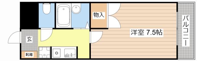 グランドールTAKAGAI(1K/2階)の間取り写真