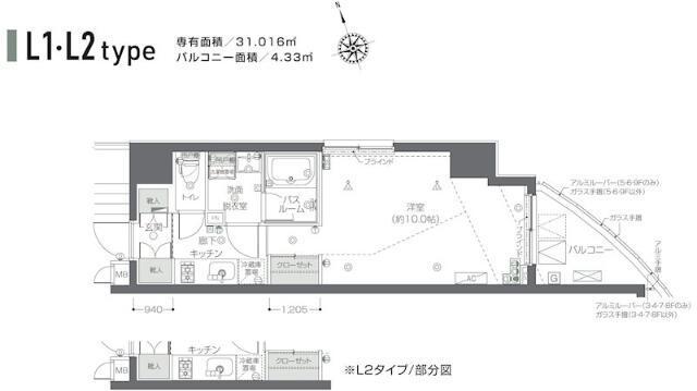 ZOOM新宿夏目坂(1K/6階)の間取り写真
