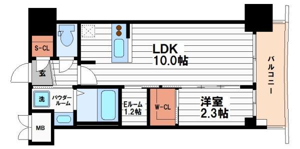 セレニテ本町東リアン(1LDK/6階)の間取り写真