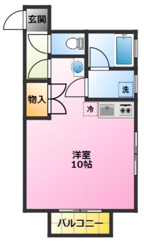 サンハイツフラワームーン(ワンルーム/1階)の間取り写真