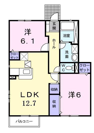 グランパレス III(2LDK/1階)の間取り写真