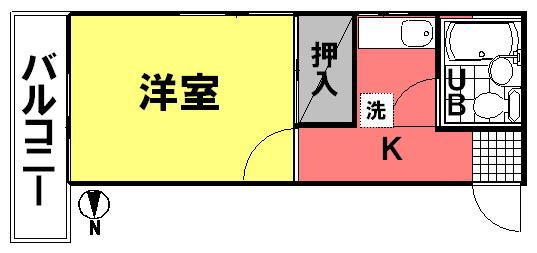 山口ビル(1K/2階)の間取り写真