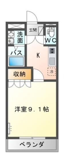 プリオール(1K/2階)の間取り写真