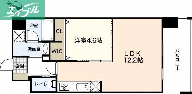 JRBハイツ岡山(1LDK/6階)の間取り写真