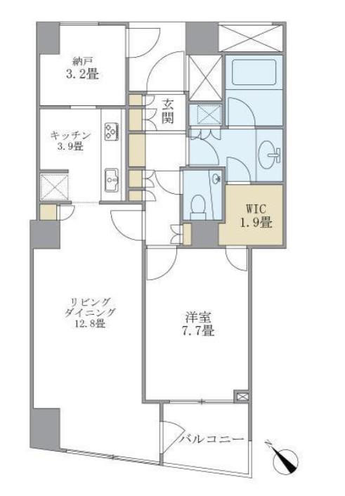 品川Vタワー(2LDK/22階)の間取り写真