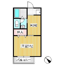 サンビレッジ塩尻B棟(1K/1階)の間取り写真