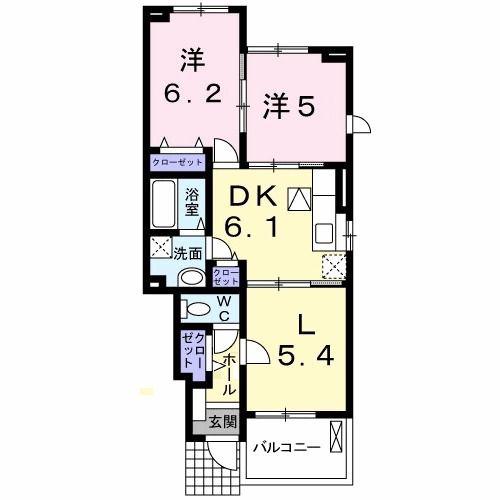 ヴェルデンスF(2LDK/1階)の間取り写真
