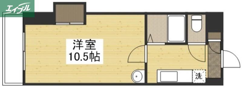 アスティオン鹿田(1K/6階)の間取り写真