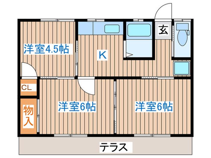 大石荘(3K/1階)の間取り写真