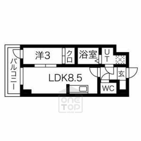 ビエラコート岸部中(1LDK/4階)の間取り写真