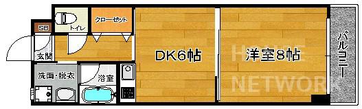 御所北エクセル三宅(1DK/5階)の間取り写真