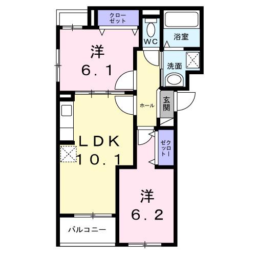 安満西の町 (2LDK/3階)の間取り写真
