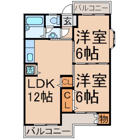 グランドハイム8(2LDK/2階)の間取り写真