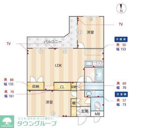 エマーレ南大泉SUD(2LDK/2階)の間取り写真