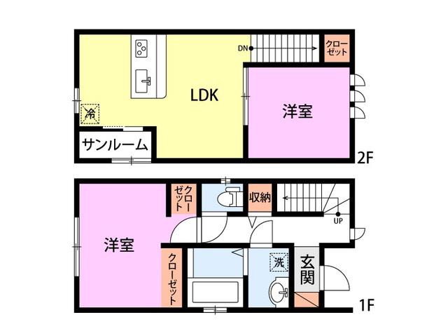 マゴコロ・ヴィレッタ神屋(2DK/2階)の間取り写真