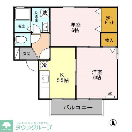 フローレンス A(2K/2階)の間取り写真