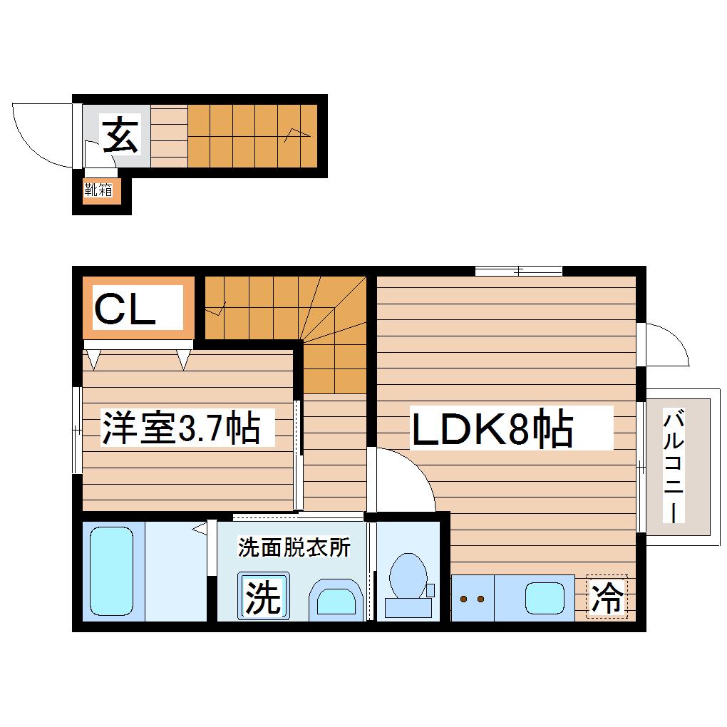 CALLAIS(1LDK/2階)の間取り写真