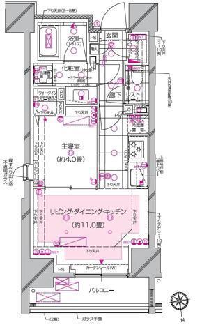 ピアース南麻布(1LDK/5階)の間取り写真