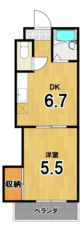 パパス永楽(1DK/3階)の間取り写真